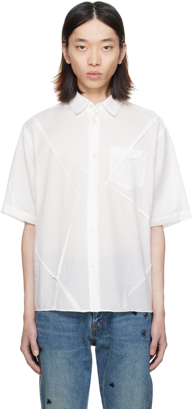 White Pinched Seam Shirt
