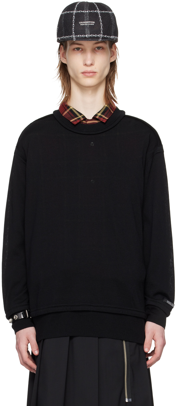 Shop Undercover Black Exposed Seam Sweater