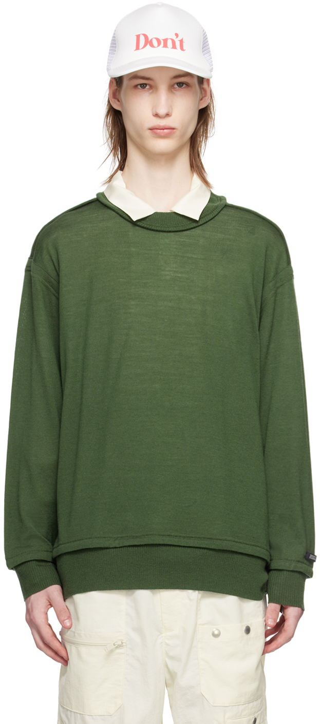 Green Exposed Seam Sweater