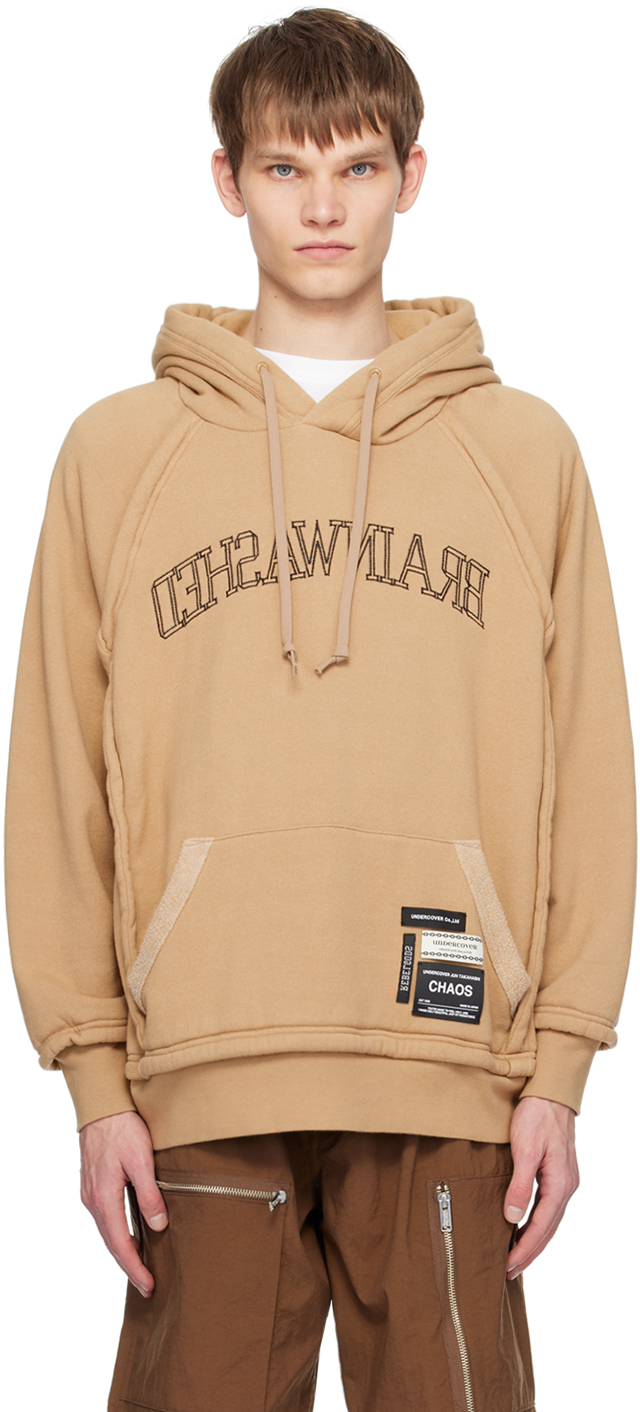 Shop Undercover Tan Embroidered Hoodie In Beige