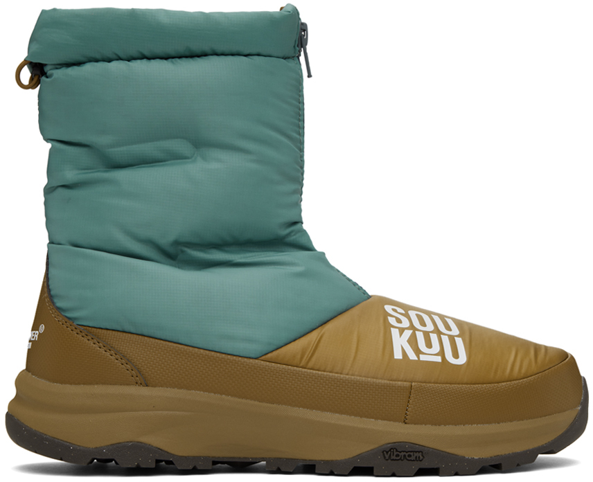 Undercover Green & Beige The North Face Edition Soukuu Nuptse Boots In Bronze Brown/co