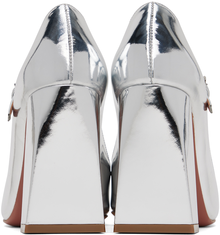 Amina Muaddi Charlotte 95 Leather Mary Jane Pumps In Silver
