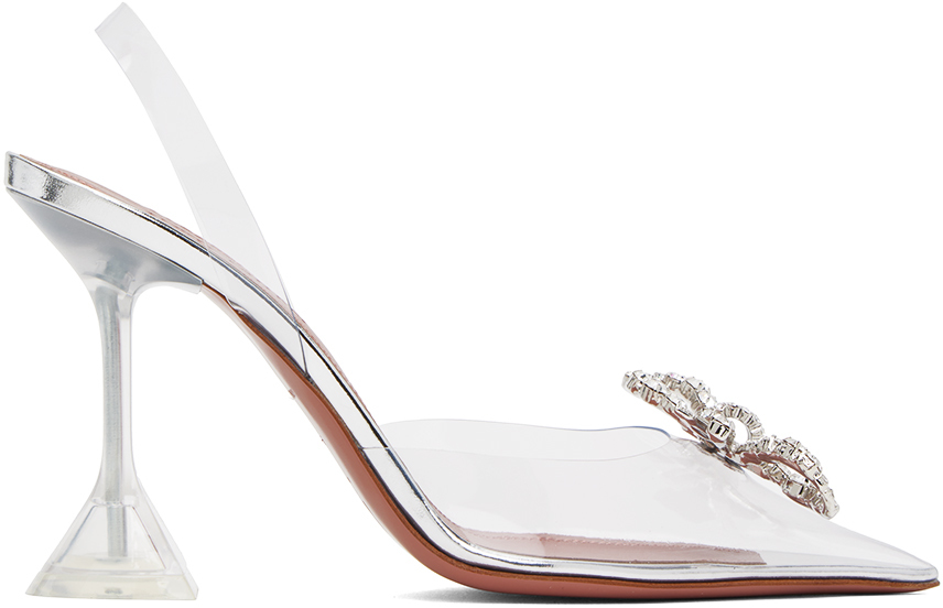 Transparent Rosie Glass Sling Heels by Amina Muaddi on Sale