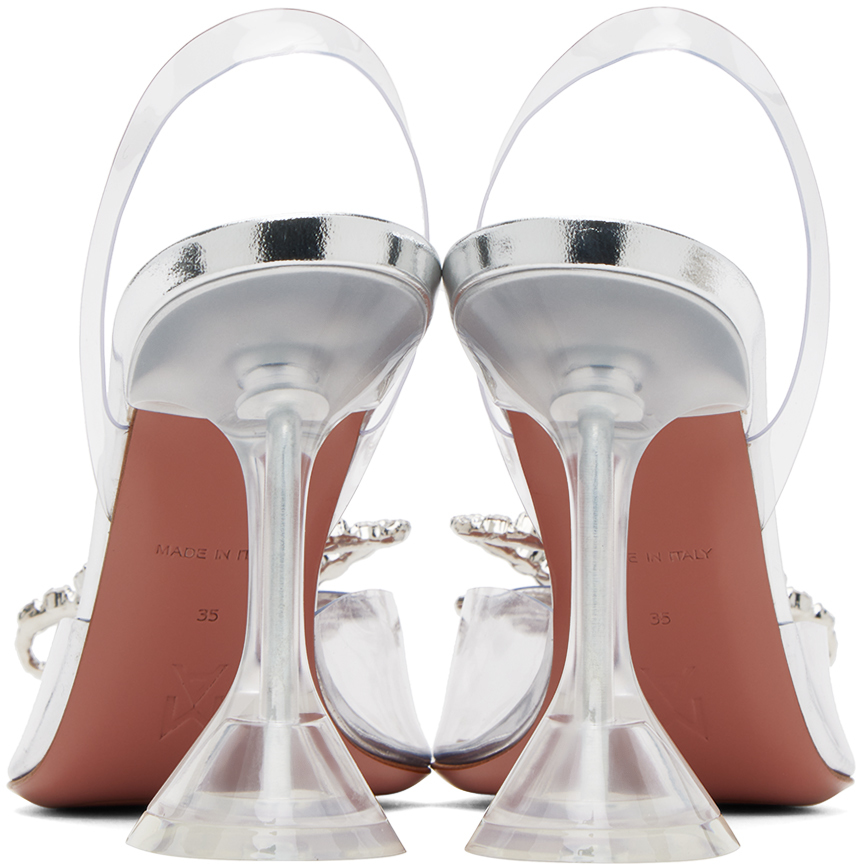 Amina Muaddi Transparent Begum Glass Slingback Heels In Transparent