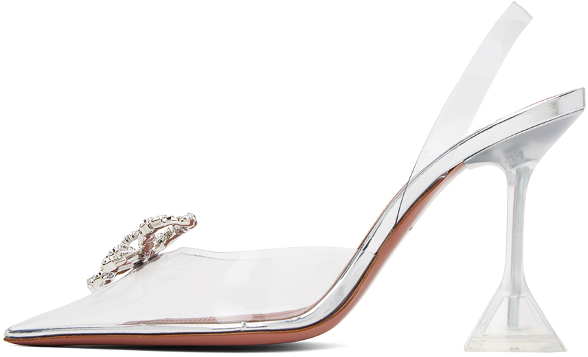 Amina Muaddi Transparent Begum Glass Slingback Heels In Transparent