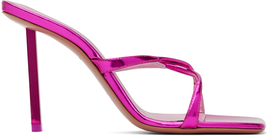 Shop Amina Muaddi Pink Adriana Heeled 95 Sandals In Fuchsia