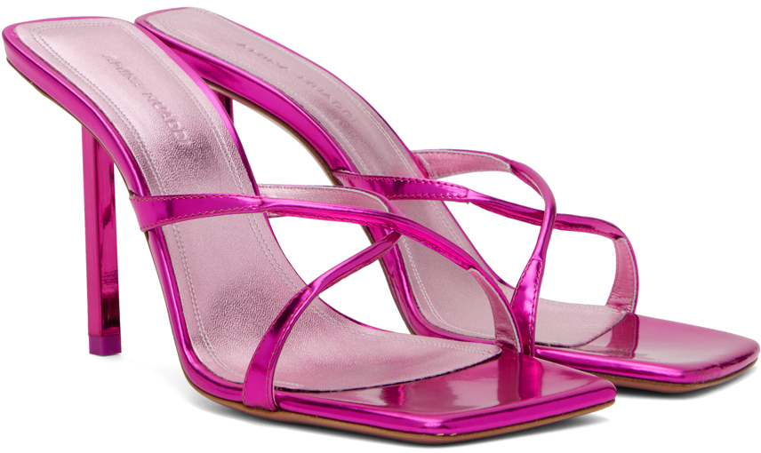 AMINA MUADDI PINK ADRIANA HEELED 95 SANDALS 