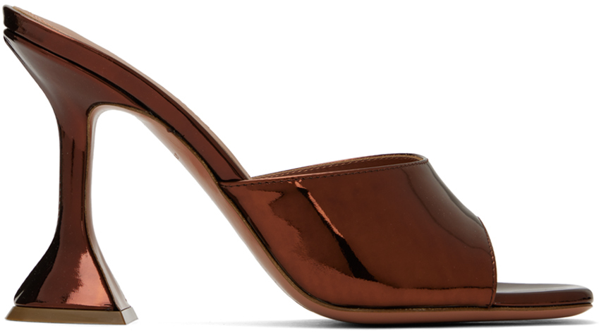 Amina Muaddi Lupita Glass Slide Sandals In Brown