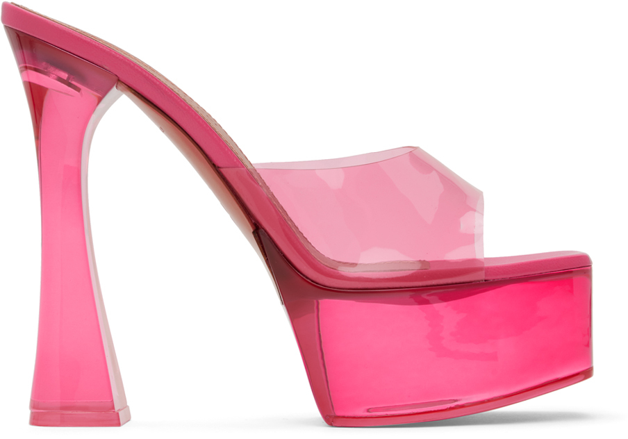 Amina Muaddi Pink Dalida Glass 140 Heeled Sandals In Rose