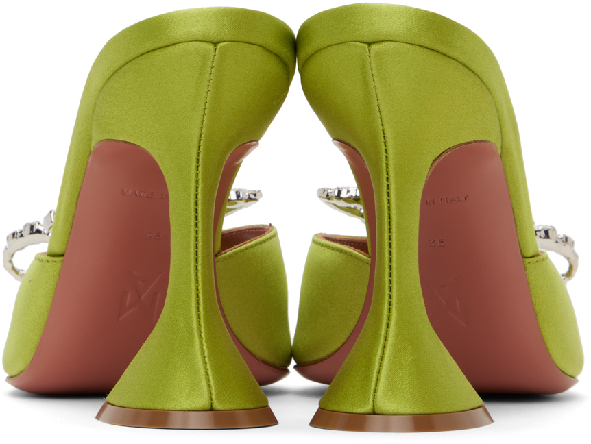Shop Amina Muaddi Green Rosie Heeled Sandals In Olivine