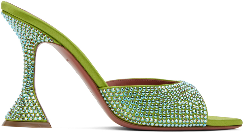 Green Caroline Crystal 95 Heeled Sandals