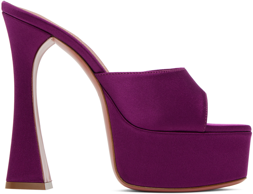 【関税込み】Amina Muaddi パープル Dalida 140 ヒールサンダル Amina Muaddi: Purple Dalida 140 Heeled Sandals | SSENSE 日本