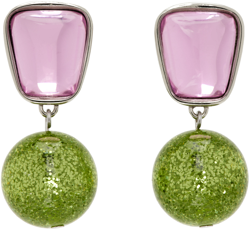 Mondo Mondo Pink & Green Acme Earrings In Kiss