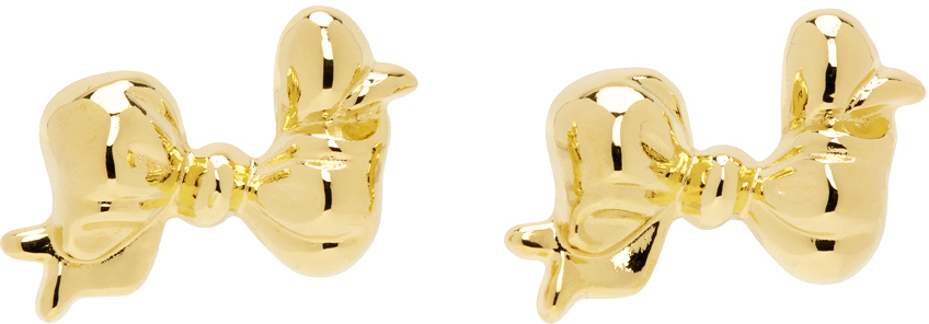 Mondo Mondo Gold Big Bow Earrings In 18k Gold Plated