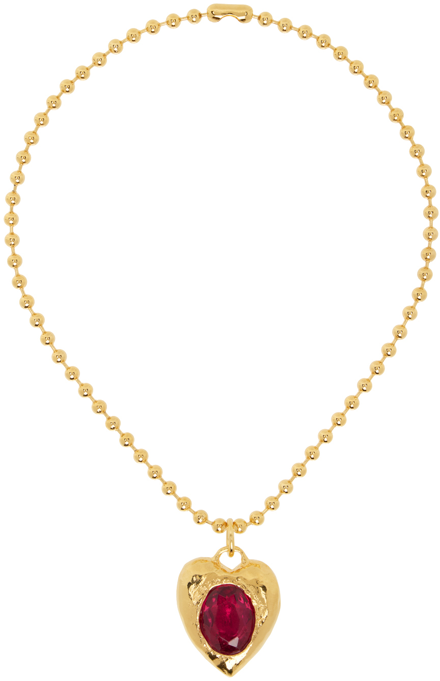 Mondo Mondo Gold & Red Pacha Necklace In 18k Gold Plated