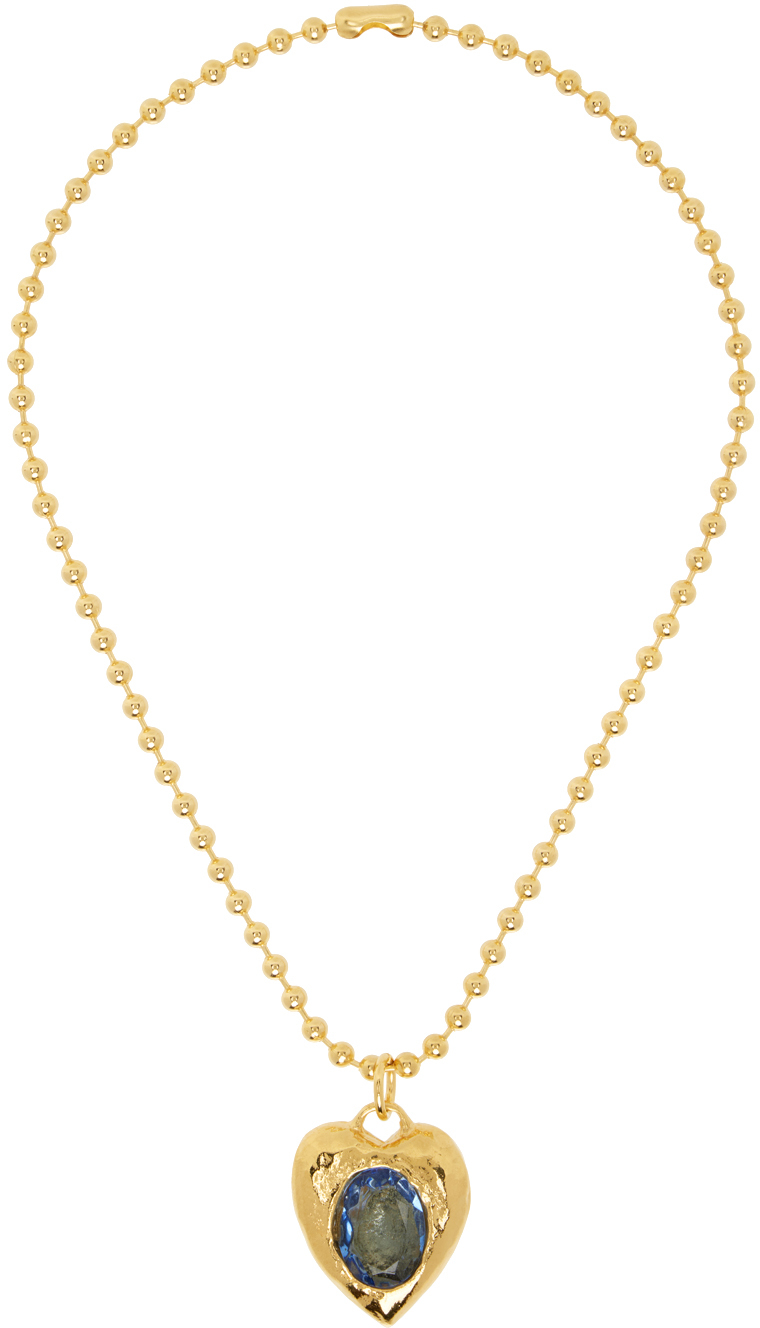 Mondo Mondo Gold & Blue Pacha Necklace In 18k Gold Plated