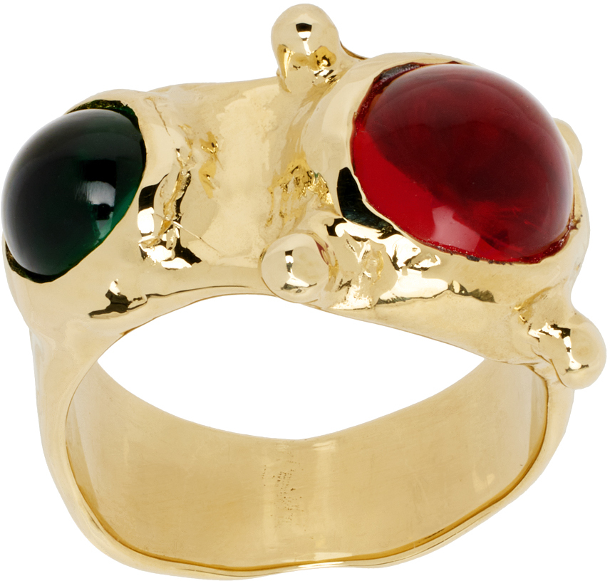 Mondo Mondo Gold Pulp Ring In Red/green