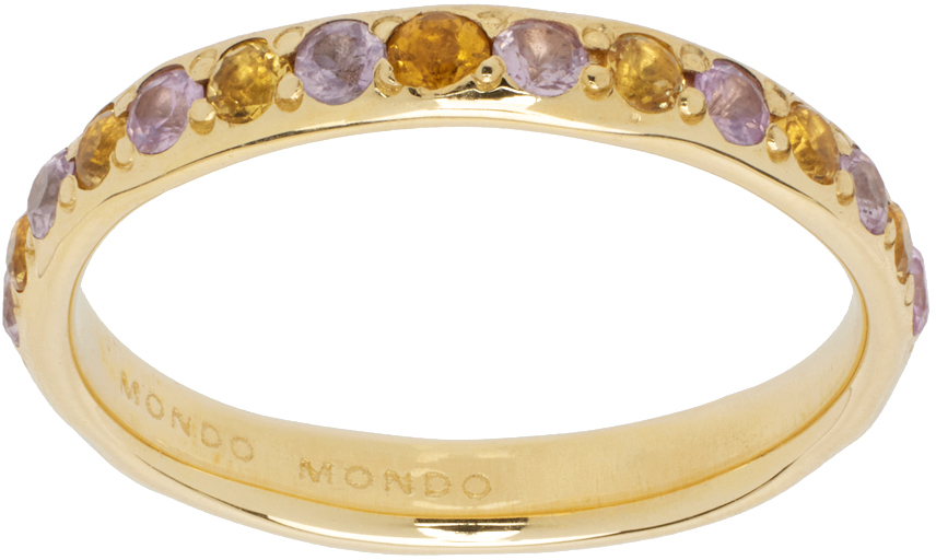 Mondo Mondo Gold Amador 3mm Pave Ring In 14k Yellow Gold