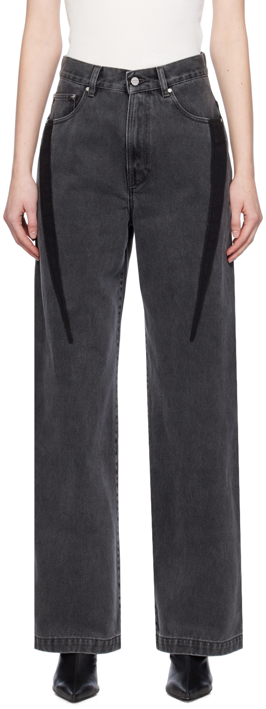 Shop Dion Lee Black Slouchy Darted Jeans In Washed Black