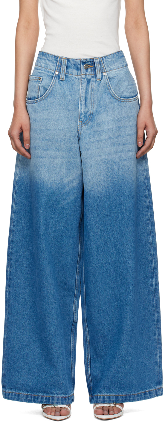 Shop Dion Lee Blue Faded Jeans In American Blue