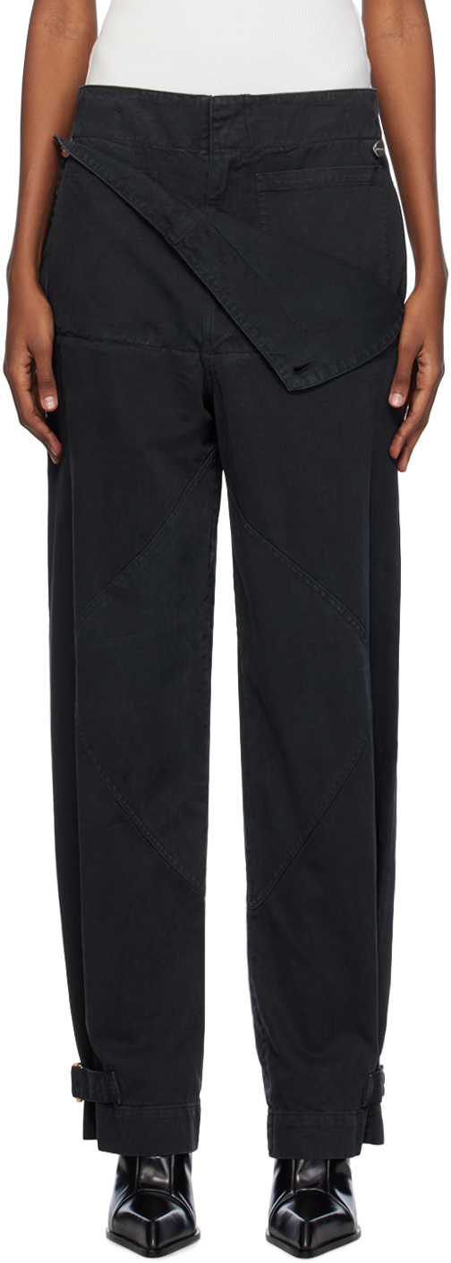 Black Belted Shell Trousers