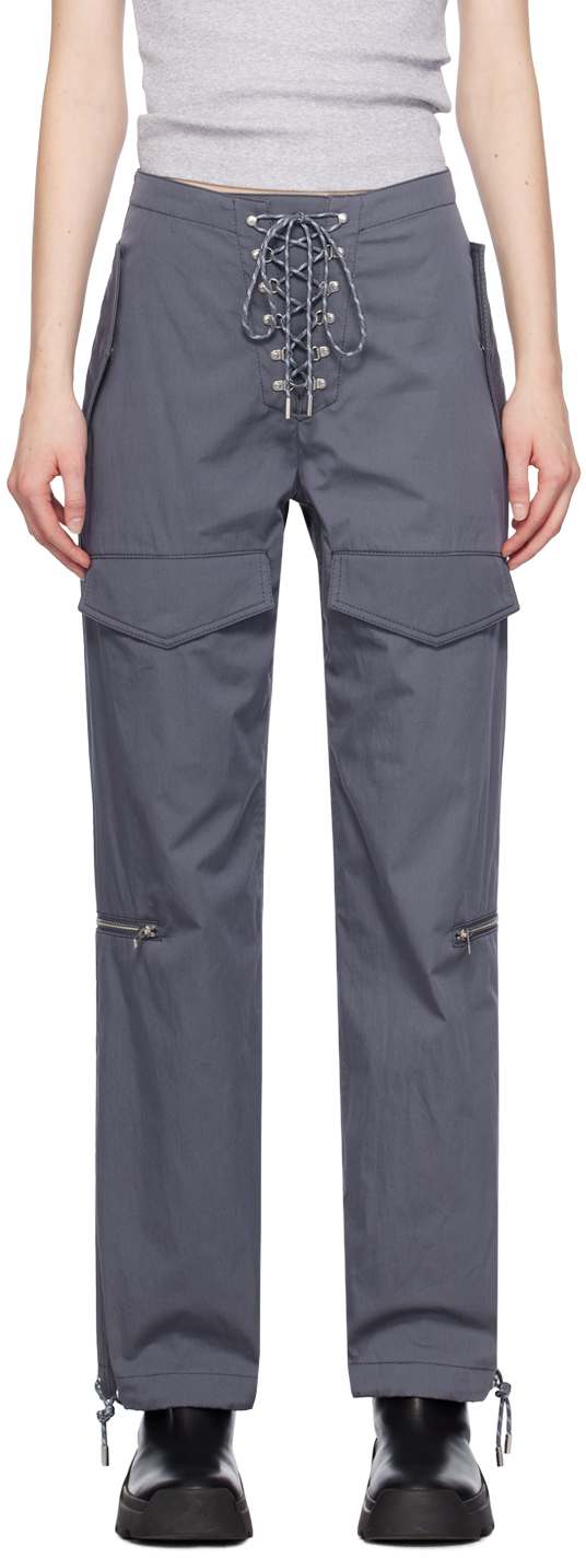 Dion Lee Grey Hiking Pocket Trousers In Asphalt