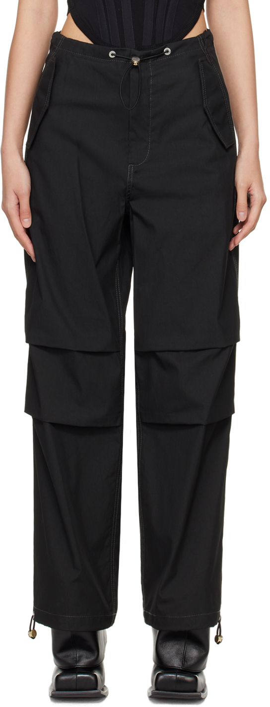 Shop Dion Lee Gray Parachute Trousers In Black