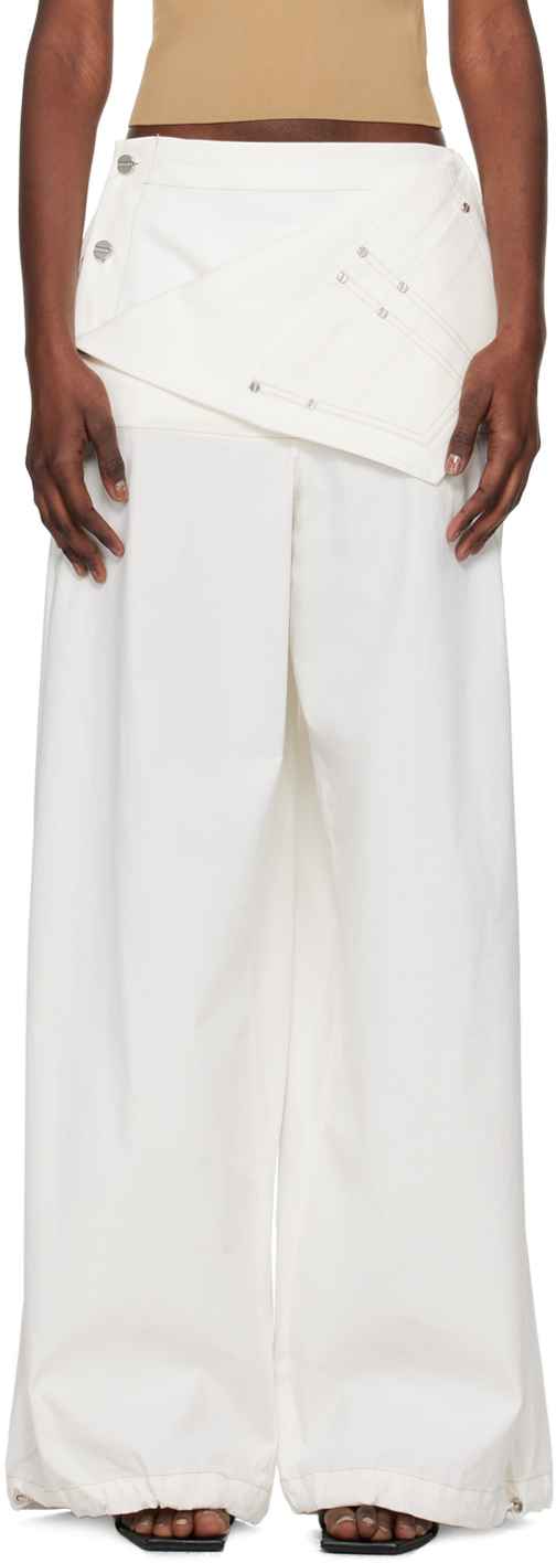 Dion Lee White Foldover Parachute Trousers In Ivory