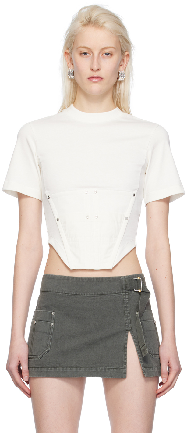 Dion Lee White Workwear Corset T-shirt In Ivory