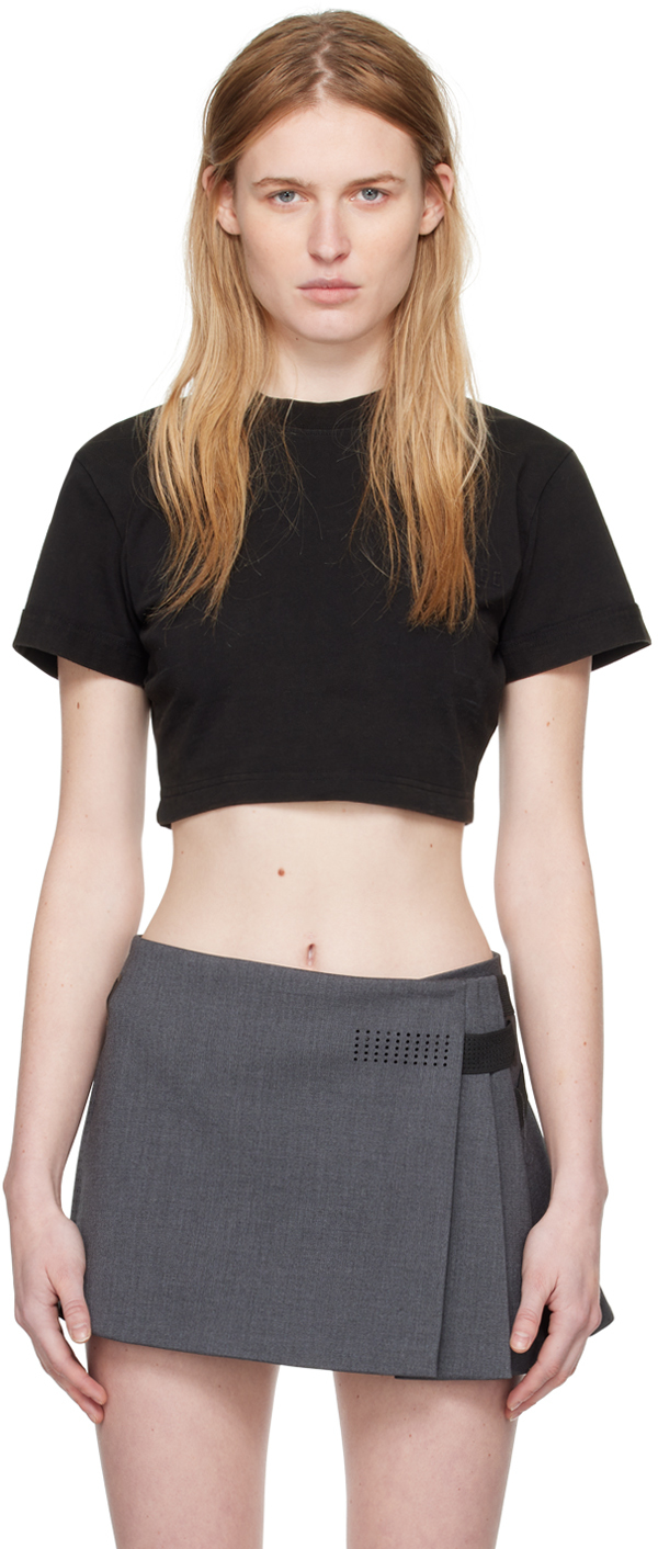 Dion Lee Logo-embossed Cropped T-shirt In Black