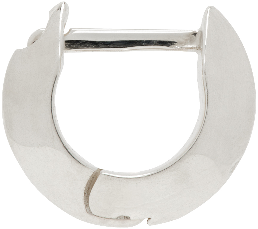 Silver Small Triangle Profile Single Hoop Earring