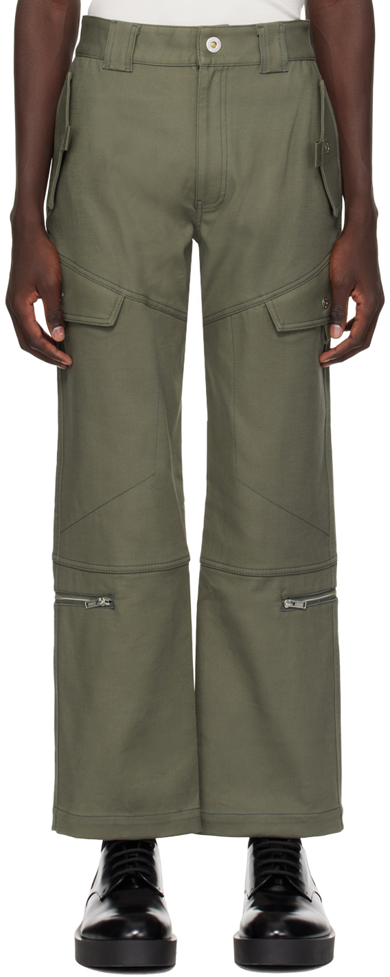 Dion Lee Green Tactical Cargo Trousers In Mercury