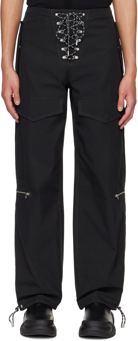 Dion Lee Black Hiking Cord Cargo Trousers