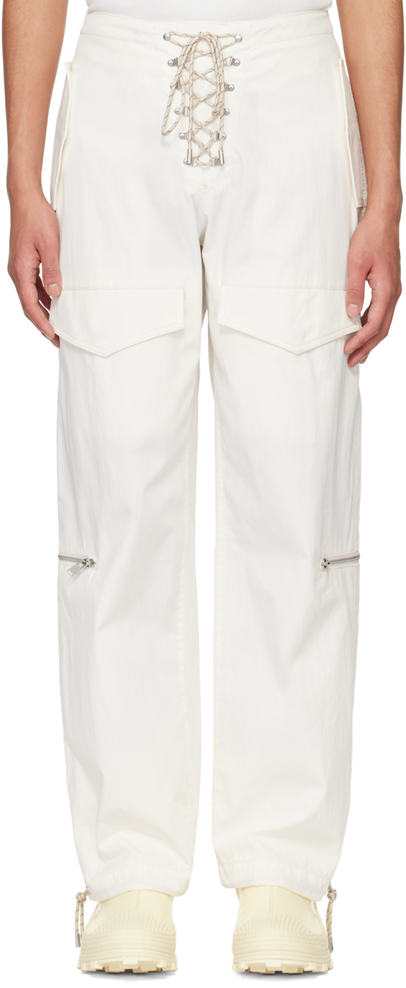 Dion Lee Off-white Hiking Cord Cargo Trousers In Ivory