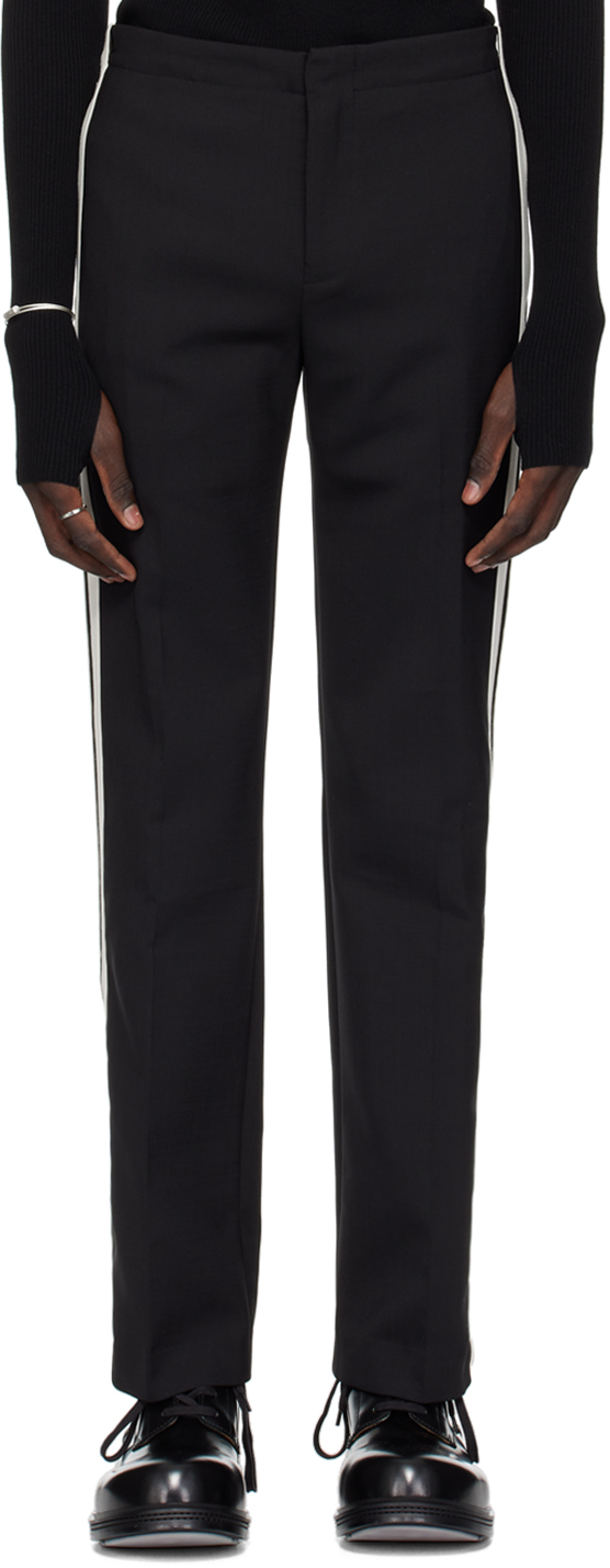 Dion Lee Black Stripe Trousers In Black/ivory