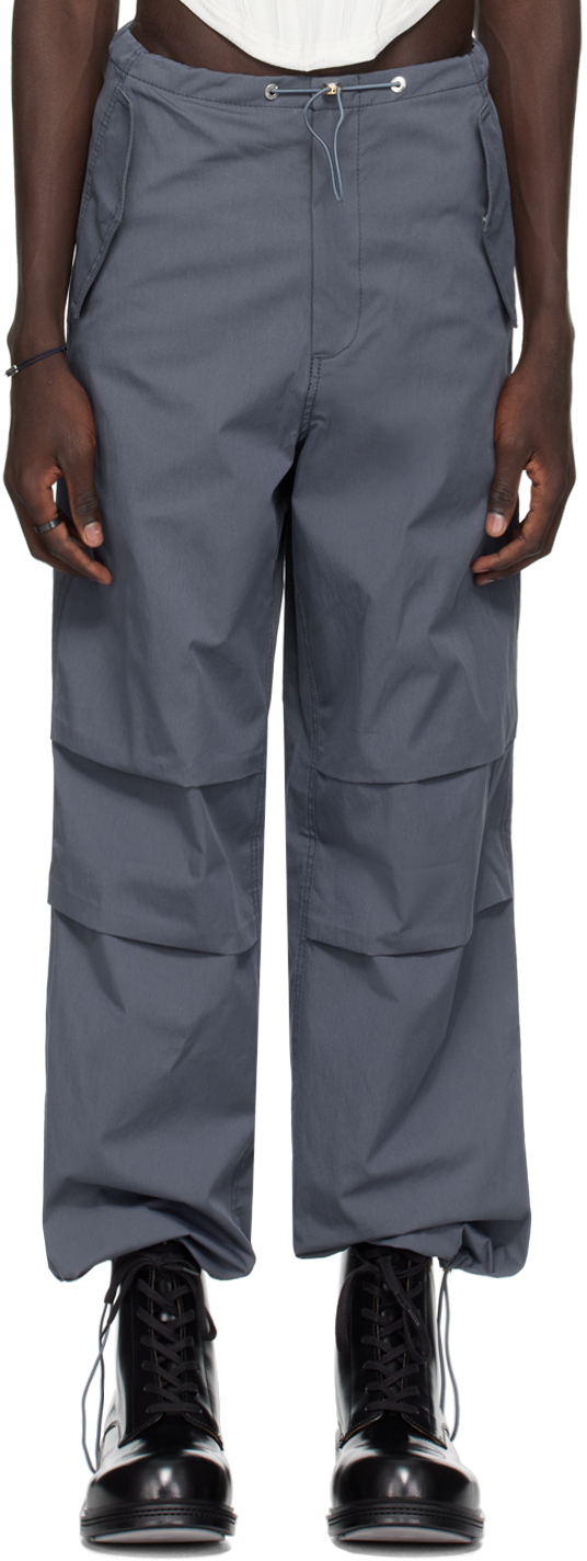Dion Lee Grey Toggle Trousers In Asphalt