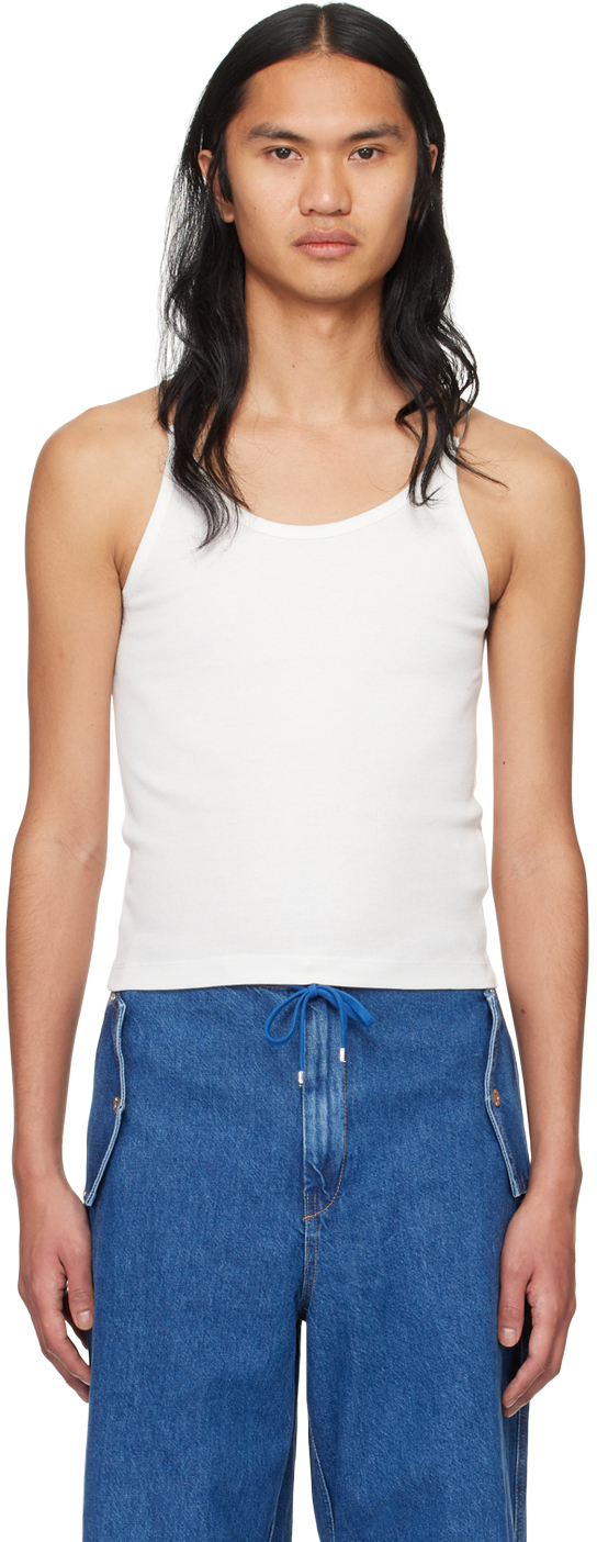 Dion Lee White Wire Strap Tank Top In Ivory