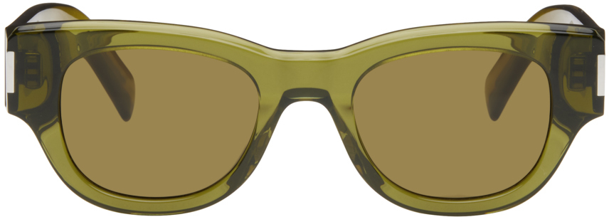 Saint Laurent Eckige Sonnenbrille Sl 573 In 006 Green/green/brow