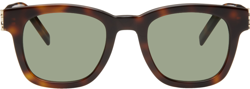 Saint Laurent Tortoiseshell Sl M124 Sunglasses In Havana-havana-green