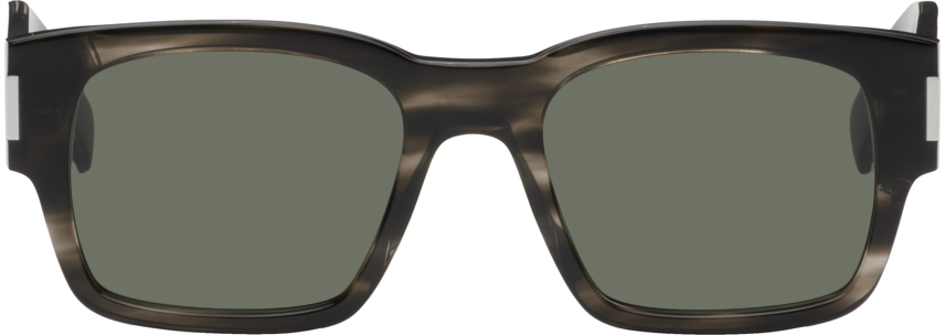 Saint Laurent Gray Sl 617 Sunglasses In Havana-crystal-grey