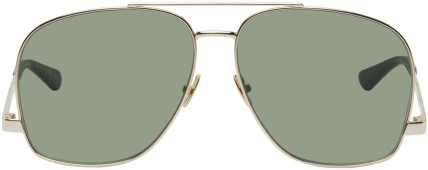 Saint Laurent Gold Sl 653 Leon Sunglasses In Gold-gold-green