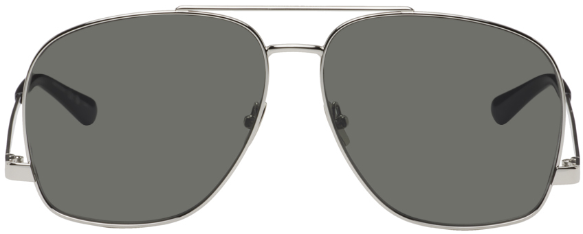 Saint Laurent Silver Sl 653 Leon Sunglasses In Silver-silver-grey