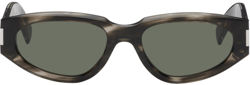 Saint Laurent Gray Sl 618 Sunglasses In Havana-crystal-grey