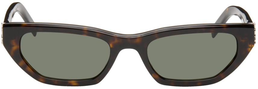 Shop Saint Laurent Tortoiseshell Sl M126 Sunglasses In Havana-havana-grey