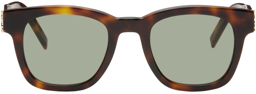 Saint Laurent Tortoiseshell Sl M124 Sunglasses In Havana-havana-green