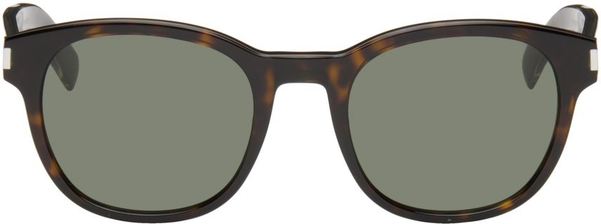 Saint Laurent Tortoiseshell Sl 620 Sunglasses In Havana-crystal-grey
