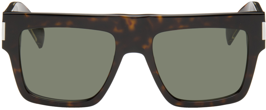 Saint Laurent Tortoiseshell Sl 628 Sunglasses In Havana-crystal-grey