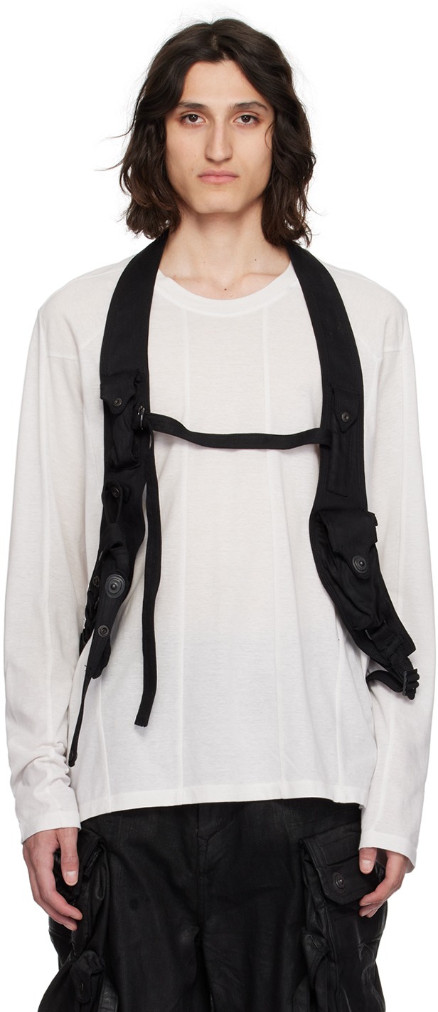 Julius Black Bellows Pocket Denim Vest In White