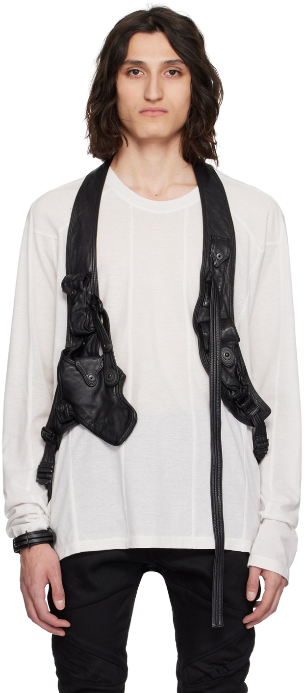Julius Black Bellows Pocket Leather Waistcoat