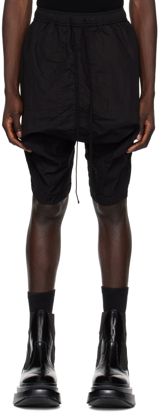 Shop Julius Black Drop Crotch Shorts